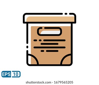 Office file box filled line style icon, outline vector sign, linear style pictogram isolated on white background . Archive box symbol, logo illustration. Editable stroke. EPS 10