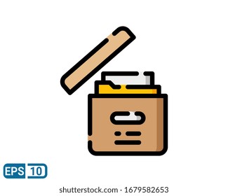 Office File Box filled line style icon on white background. illustration design. EPS 10