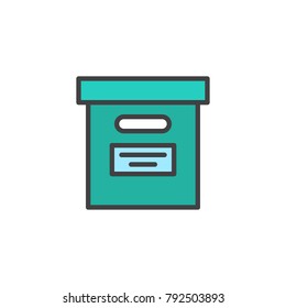 Office file box filled outline icon, line vector sign, linear colorful pictogram isolated on white. Archive symbol, logo illustration. Pixel perfect vector graphics