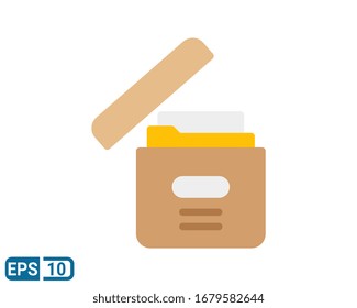 Office File Box flat style icon on white background. illustration design. Editable color. EPS 10