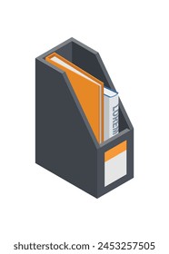 Office file box. Simple flat illustration in isometric view.