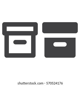 Office File Box thick line and solid icon, outline and filled vector sign, linear and full pictogram isolated on white. Archive symbol, logo illustration