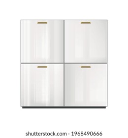 Office file cabinet with four big drawers realistic vector illustration