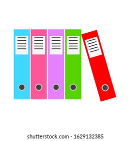 office file folder icon with various color isolated on white background. vector illustration