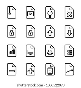 office file paper document line icon set