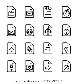 office file paper document line icon set
