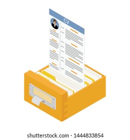 Office files in a filing cabinet drawer, business administration and data storage concept. Hiring recruitment concept