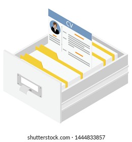 Office files in a filing cabinet drawer, business administration and data storage concept. Hiring recruitment concept