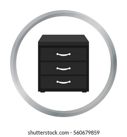 Office filing cabinet icon in cartoon style isolated on white background. Office furniture and interior symbol stock vector illustration.