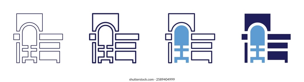 Office filing cabinets icon in 4 different styles. Thin Line, Line, Bold Line, Duotone. Duotone style. Editable stroke.
