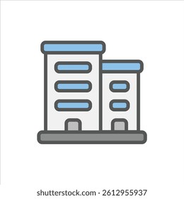 office filled outline icon. workplace color line illustration.
