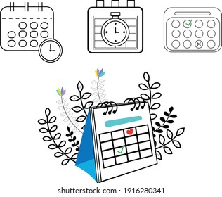 office, finance, communication, calendar date month day year icons