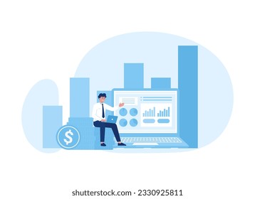 Datenerfassungskonzept für die Bürofinanzierung - flache Illustration