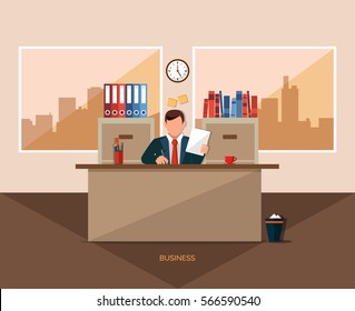 Office. Flat Design. Vector Illustration