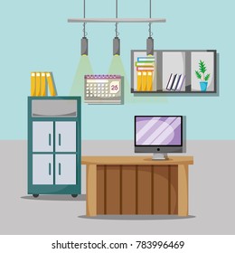 office flat with desk and work accessories