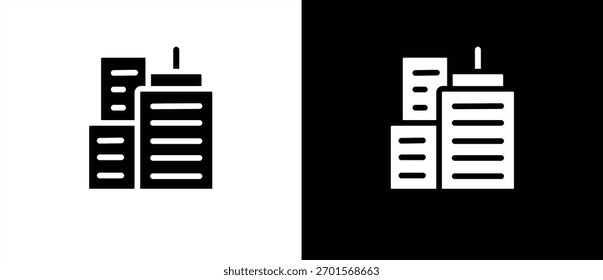 Office Flat Icon, City Building, Vector Sign Illustration. Building Architecture Icon. Black and white icon.