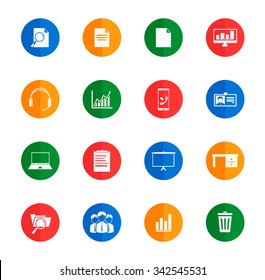 Office flat icons for media