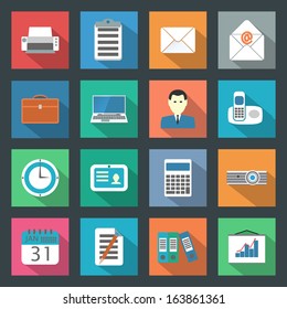 Office flat icons set