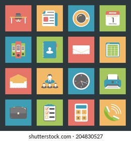 Office flat icons set
