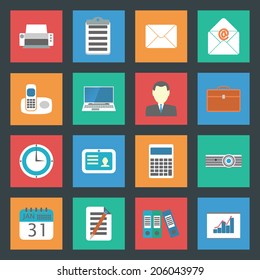 Office flat icons set