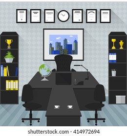 Office in a flat style. Vector illustration.