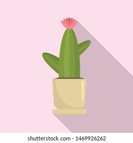 Office flower cactus icon. Flat illustration of office flower cactus vector icon for web design