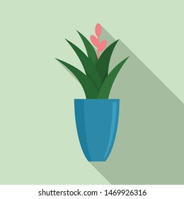 Office flower pot icon. Flat illustration of office flower pot vector icon for web design