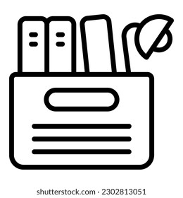 vector de contorno de icono del cuadro de carpeta de Office. Reducción de estrés. Salud