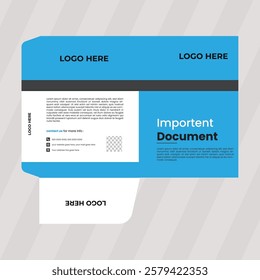 Office folder, office document, and file folder design template: modern and creative file folder design. Business branding stationery design.