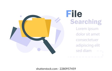 Office folder with documents, searching file directory, search