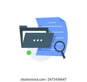 Office folder with documents, searching file directory, search,flat design icon vector illustration
