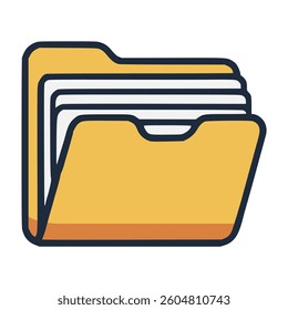 Office folder file flat color vector illustration template design