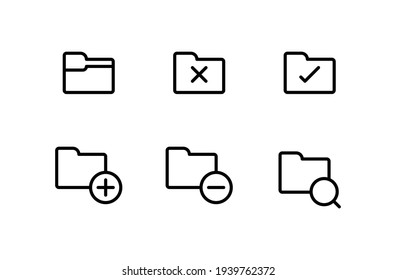 office folder file zoom, magnify vector flat line black icon pack
