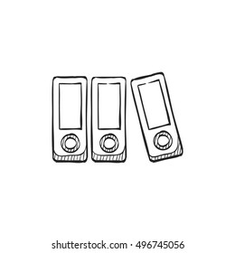 Office folder icon in doodle sketch lines. File document arrange rack stacked