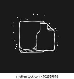 Office folder icon in doodle sketch lines. File document arrange rack stacked
