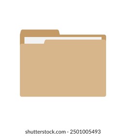 Office folder icon. File folder with documents. Folder for reports and archive cases. Vector illustration.