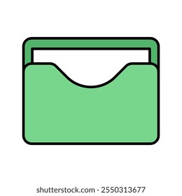 Office folder icon. File folder with documents. Folder for reports and archive cases. Vector illustration.