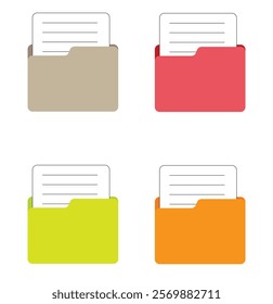 Office folder icon. File folder with documents. Folder for reports and archive cases. 1176