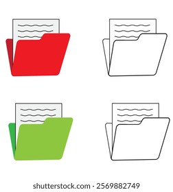 Office folder icon. File folder with documents. Folder for reports and archive cases. 1176