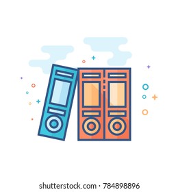 Office folder icon in outlined flat color style. Vector illustration.