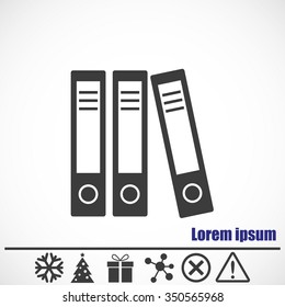Office folder icon.Bonus icons: snowflake, Christmas tree, gift, molecule, delete icon and Hazard warning attention sign.