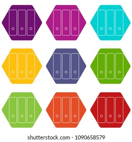 Office folder icons 9 set coloful isolated on white for web