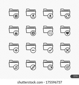 Office & Folder Icons set 1, Line icon - Vector illustration