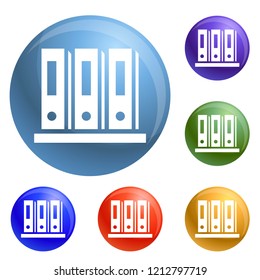 Office folder icons set vector 6 color isolated on white background