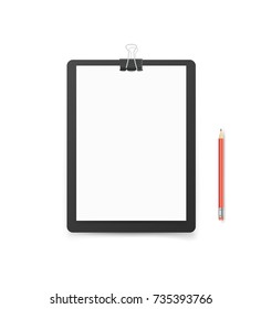 Office folder with paper a4 format and pencil. Vector mock-up. Identity template