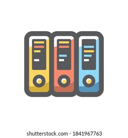 Office folders. Colored ring binders Vector icon Cartoon illustration