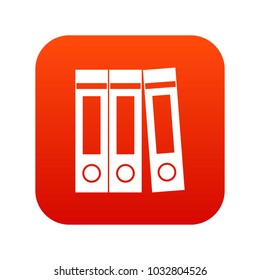 Office folders with documents icon digital red for any design isolated on white vector illustration