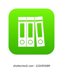 Office folders with documents icon digital green for any design isolated on white vector illustration