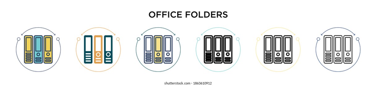 Office folders icon in filled, thin line, outline and stroke style. Vector illustration of two colored and black office folders vector icons designs can be used for mobile, ui, web
