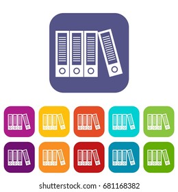 Office folders icons set vector illustration in flat style in colors red, blue, green, and other